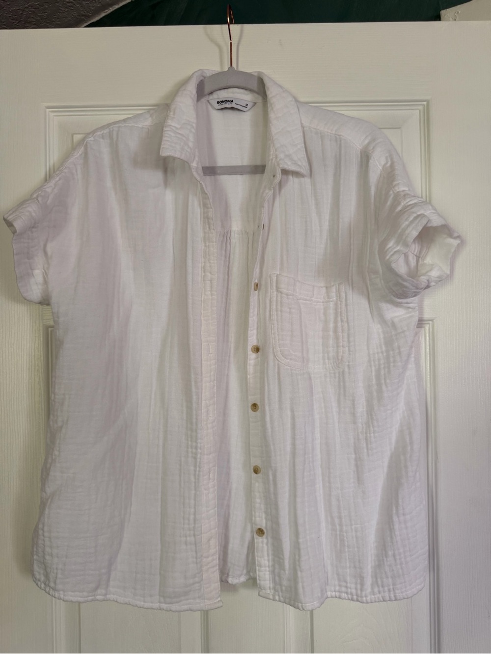 Sonoma White Short-Sleeve Button Down Shirt